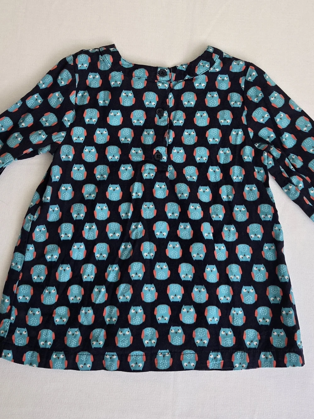 Carter's Navy and Turquoise Owl Print Long-Sleeve Tee Size 3T